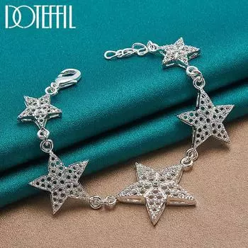 Романтический браслет со звездой, серебряный подарок для вечеринки, очаровательные ювелирные изделия 20cm