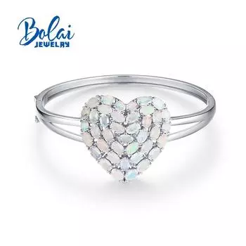 Романтический браслет в форме сердца с натуральным опалом для женщин, легкий роскошный дизайн, изысканные украшения, серебро S925, помолвка на годовщину L серебряный