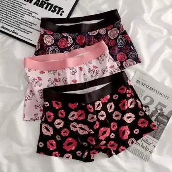 Романтический бренд модный принт нижнее белье мужские боксеры хлопковые дышащие трусы мужские боксеры размер M-3XL M розовый