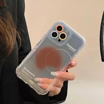 Романтический чехол для телефона с градиентом заката для Iphone 13 14 Pro Max 11 12 Promax, держатель-подставка, милая задняя крышка с рисунком из мультфильма For iphone 12