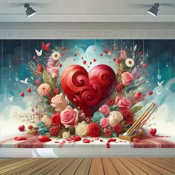 Романтический День святого Валентина Фото Фон Празднование С Днем святого Валентина Баннер Фотостудия красный