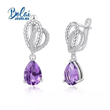 Романтический дизайн, серьги с натуральным южноафриканским аметистом, женские новые изысканные украшения, подарок на годовщину из стерлингового серебра 925 пробы M фиолетовый