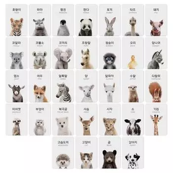 Романтический домик Детская комната Карточка с фотографией животного Набор из 32 штук