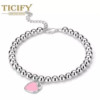 Романтический и модный браслет с круглыми бусинами в виде персикового сердца