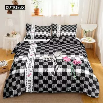 Романтический комплект постельного белья с цветочным принтом ко Дню святого Валентина, комплект постельного белья с романтическими цветами, двуспальный, двуспальный, из полиэстера, с одеялами EU single(135x200cm)