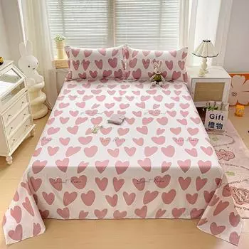 Романтический комплект постельного белья с рисунком в виде сердца и любви, домашний декор для пары, постельное белье из 100% хлопка с наволочками, мягкий дышащий комплект постельного белья 180x230cm 3Pcs
