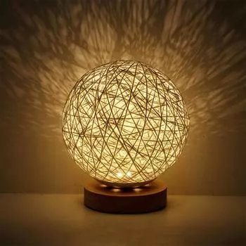 Романтический ночник Creative INS Wind Starry Настольная лампа Спальня Ночной светильник Fantasy Rattan Ball Moon Light (Светло-желтого) бежевый