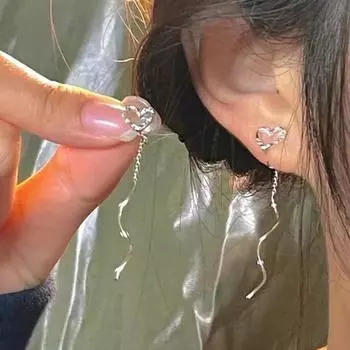 Романтический сезон, длинная полая волна любви, противомоскитная пластина для благовоний, безболезненный зажим для ушей, элегантный темперамент, женские серьги без пирсинга.