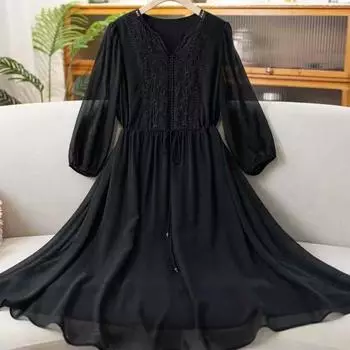 Романтическое белое шифоновое платье для женщин с вышивкой M белый