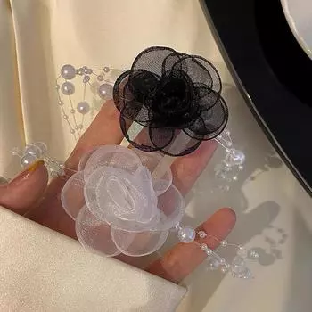 Романтическое черно-белое колье с цветочным жемчугом и жемчужным ожерельем женская цепочка на ключицы белый