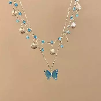 Романтическое хрустальное ожерелье с бабочкой для женщин и девушек, простое блестящее чокер из циркония и искусственного жемчуга, цепочка для ключицы, новая модная бижутерия аэро