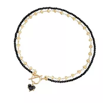 Романтическое колье с подвеской в виде сердца из циркония на элегантной цепочке, портативное для вечеринок и вечерних свиданий, для ежедневного ношения чёрный