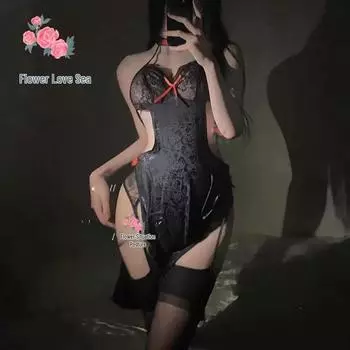 Романтическое кружевное халтер чонсам нижнее белье - Сексуальное, прозрачное соблазнение A353 One Size
