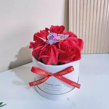 Романтическое мыло Роза Цветок Обнимашка Рука Держащая Цветок Коробка Круглые Цветы Подарочная Упаковка Коробки Декор ко Дню Святого Валентина красный