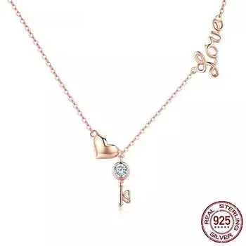 Романтическое ожерелье из стерлингового серебра 925 пробы с замком в форме сердца, женское ожерелье золотого цвета, ювелирные изделия из стерлингового серебра