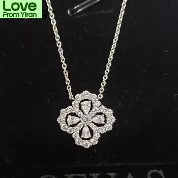 Романтическое ожерелье из стерлингового серебра 925 пробы с подвеской в виде четырехлистного клевера и искрящегося циркония для женщин, вечерние ювелирные украшения, модные подарки