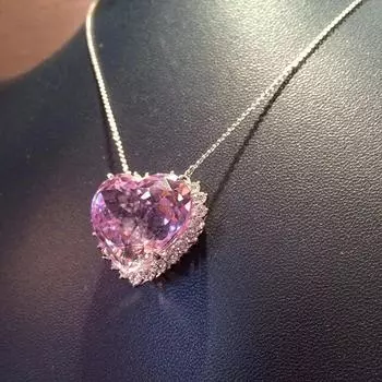 Романтическое ожерелье с подвеской в форме сердца ярко-розового цвета с кубическим цирконием для женщин, свадебные украшения, аксессуары для вечеринок 45cm