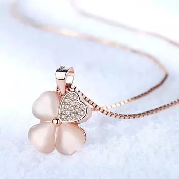 Романтическое ожерелье с подвеской в виде цветка из стерлингового серебра 925 пробы с ослепительным цирконием на день рождения для женщин, ювелирные изделия S-N361 45cm