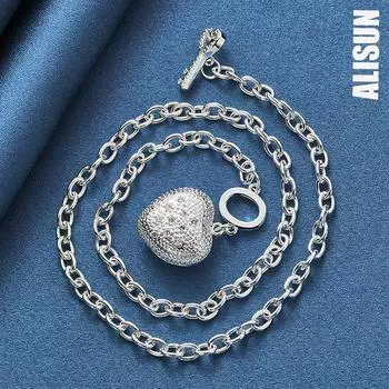 Романтическое ожерелье в форме сердца из стерлингового серебра 925 пробы, модные свадебные украшения 50cm 2.30*2.10cm