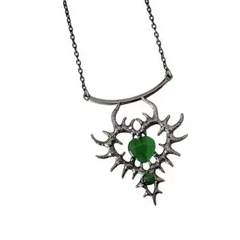 Романтическое ожерелье в виде сердца любви с кристальными вставками Прочный сплав Модный аксессуар для стильных женщин зелёный