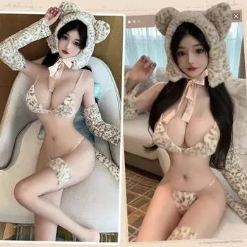 Романтическое поле нижнее белье милый милый тигр костюм кровать флирт сексуальная одежда для сна страсть униформа соблазнение One Size