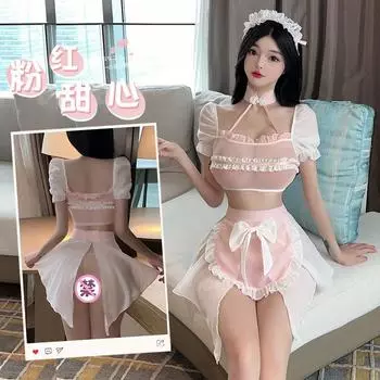 Романтическое поле сексуальное сетка через грудь мягкая восковая сладкая красивая женщина служанка наряд эротическое нижнее белье большой размер чистое желание униформа служанки One Size