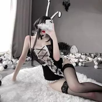 Романтическое полевое белье сексуальное чистое похоть кролик соблазнение бесплатный комбинезон униформа женщина average size