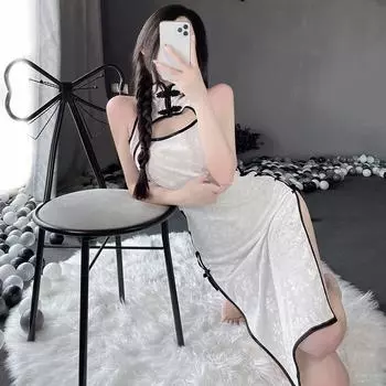 Романтическое полевое сексуальное нижнее белье сексуальные бретели чонсам полые маленькие груди флирт чистое желание униформа пижама соблазнительный комплект one size fits all