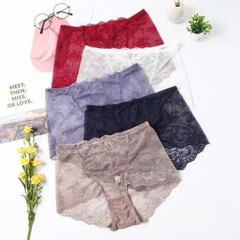 Романтическое роскошное кружевное нижнее белье женские сексуальные трусы модал средняя талия хлопок внутренняя часть женское нижнее белье трусики one size белый