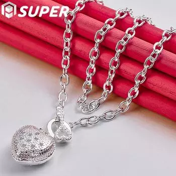Романтическое сердце AAA циркониевое ожерелье серебряного цвета в подарок модные украшения 50cm