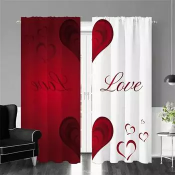 Романтическое сердце С Днем святого Валентина Шторы на окна Жалюзи для гостиной Детская спальня Ванная комната Кухня Дверь Домашний декор2 шт. W65X60H(cm)X2Pcs&Hook