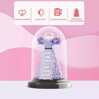 Романтическое свадебное платье, микро строительные блоки, модель жениха и невесты, украшение дома со световой сборкой, кирпич, игрушка для девочек, подарок белый/чёрный