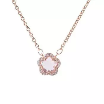 Романтическое женское ожерелье с цветущей вишней, роскошная нишевая подвеска с розовым кристаллом в виде цветка персика на ключицу