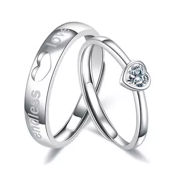 Романтичная элегантность, ажурное кольцо в форме любви с инкрустацией бриллиантами, парные мужские и женские кольца в форме вечного сердца, простое кольцо, украшение для руки opening adjustable