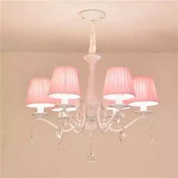 Романтичная детская комната для молодой девушки, светодиодные люстры Droplight для спальни принцессы с розовыми кристаллами, 6 ламп, 90-260 В