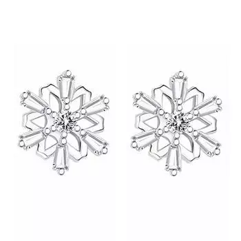 Романтичная мода рождественские снежинки циркониевые серьги-гвоздики женские простые темпераментные очаровательные снежинки полые бриллиантовые листочки серьги ювелирные изделия