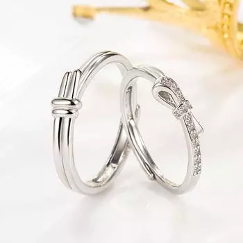 Романтичная мода Truelove Knot Пара Кольцо Ниша Мужчины и Женщины Лук Парные Кольца Легкое Роскошное Высококачественное Обручальное Кольцо opening adjustable