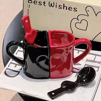 Романтичная пара изысканные керамические кружки сочетание дома завтрак молочная чашка повседневные офисные кофейные чашки подарки на день рождения 300ml
