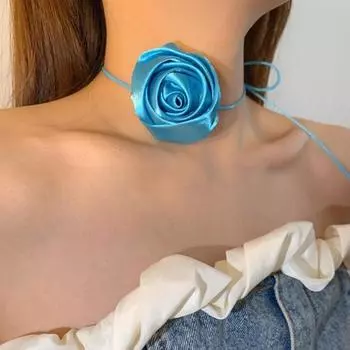 Романтичная розовая ключичная цепочка с преувеличенным цветком на ключице, колье-чокер с розой, идол-картины красный