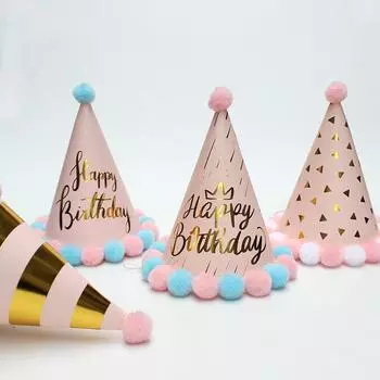 Романтичная розово-золотая меховая шапка-шар, шапка-богиня на день рождения, шапка-шапка на день рождения, свежая вечеринка для детей и взрослых 10 pieces1