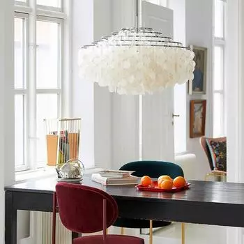 Романтичная светодиодная люстра в форме ракушки, современная простая подвесная лампа, натуральная ракушка, подвесная лампа в виде колокольчика, вилла, ресторан, подвесной светильник Cold White
