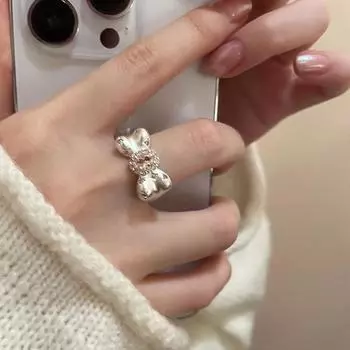 Романтичное милое розовое бантовое женское изысканное ювелирное кольцо для вечеринки, свидания, модное персонализированное милое открытое кольцо one size