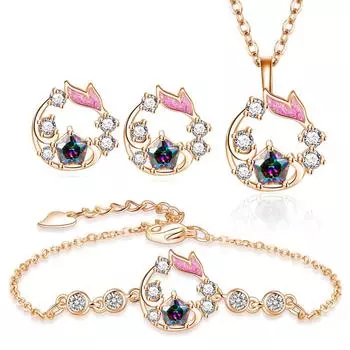 Романтичное ожерелье Whale Has You, серьги-гвоздики, комплект браслетов, легкая роскошная подвеска в виде кита для женщин, цепочка на ключицу.