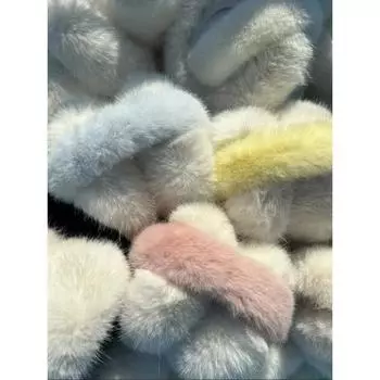 Романтичные цветные наушники, новые модные милые цветные плюшевые наушники с имитацией меха кролика, женские зимние популярные