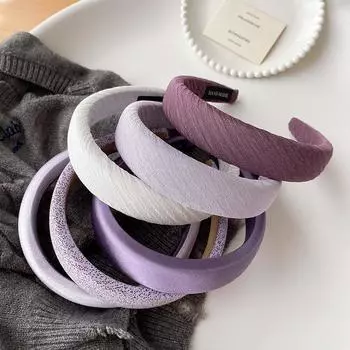 Романтичные фиолетовые обручи для волос для мытья лица, новые модные атласные широкие повязки для волос для женщин, милые повязки на голову для девочек, аксессуары для волос, подарки бездна