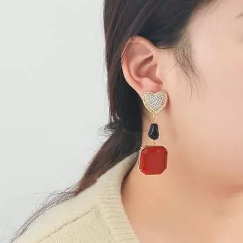 Романтичные геометрические квадратные серьги со стразами для женщин розовый