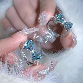 Романтичные милые кольца-бантики, женское изысканное блестящее кольцо-бантик для женщин, аксессуары Y2K, милые украшения для вечеринок для девочек, подарки 1