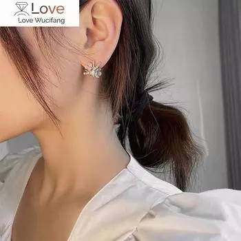 Романтичные многоэлементные сладкие цветы золотые серьги аксессуары для корейской моды ювелирные изделия вечерние женские девушки