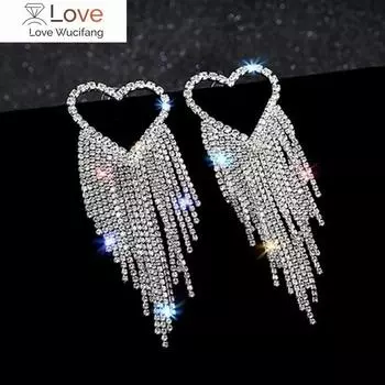 Романтичные модные блестящие циркониевые инкрустированные металлические серьги-подвески с длинными кисточками для женщин, темпераментные элегантные украшения для выпускного вечера