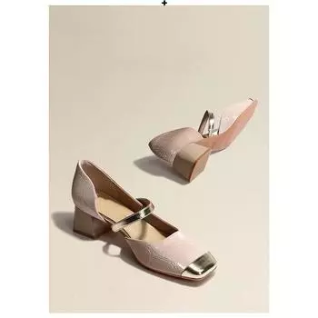 Романтичные одинарные туфли женские квадратные туфли на толстом каблуке высокие розовые туфли Мэри Джейн туфли на среднем каблуке 35 розовый